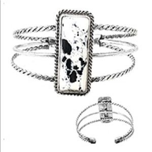 Black and white metal bracelet